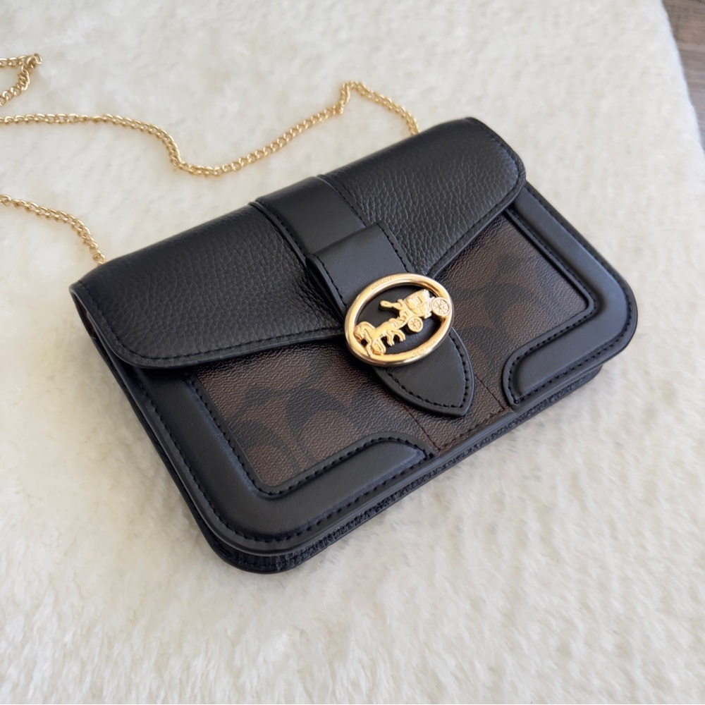 COACH AUTHENTIC Black and Brown Leather Shoulder Bag - Picture 3 of 13